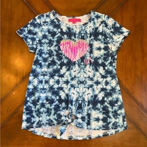 Betsey Johnson Blue Tie-Dye Heart Front-Tie Girls Shirt – Size 12
